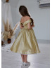 Gold Glitter Off Shoulder Flower Girl Dress